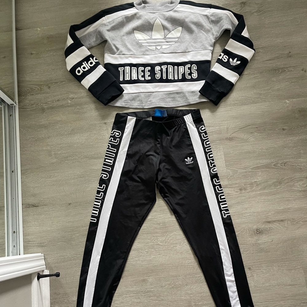ADIDAS Three Stripes Sweater and Legging set